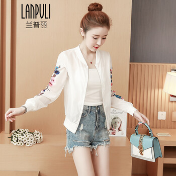 蘭普麗（LANPULI）  長(zhǎng)袖 女 短外套 刺繡