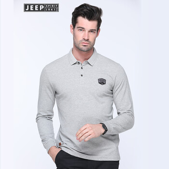 吉普（JEEP） 長袖 男士T恤 花灰色 XL，L，XXL，XXXL，M