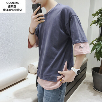 古萊登（GODLIKE） 五分袖 男士T恤 紫羅蘭 