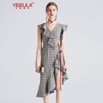 衣閣里拉（YIGELILA）  不對(duì)稱，拼接 連衣裙