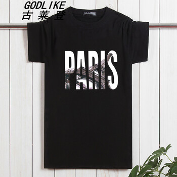 古萊登（GODLIKE） 短袖 男士T恤 短袖鐵塔黑色 XL，L，M，XXXL，XXL