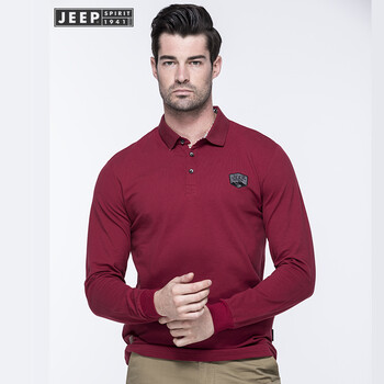 吉普（JEEP） 長(cháng)袖 男士T恤 棗紅色 XL，L，XXXL，M，XXL