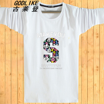 古萊登（GODLIKE） 長袖 男士T恤 白色彩S XL，L，M，XXXL，XXL