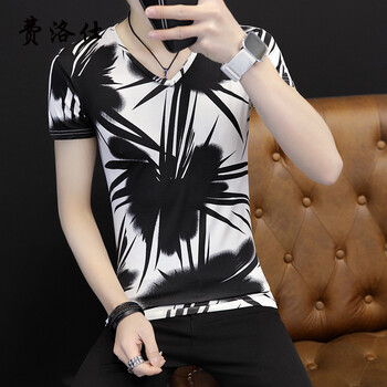 費洛仕（FIOOSU） 短袖 男士T恤 887短袖竹葉黑 