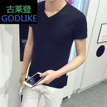 古萊登（GODLIKE） 短袖 男士T恤 黑色V領(lǐng)黑色 
