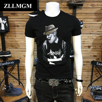 ZLLMGM 短袖 男士T恤 大胡子人黑色 