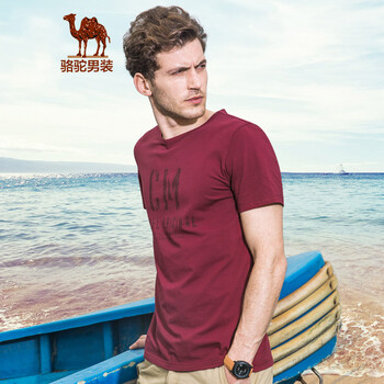 駱駝（CAMEL） 短袖 男士T恤 暗紅 XL，L，XXXL，M，XXL