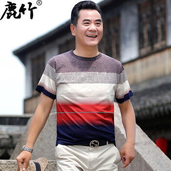 鹿竹 短袖 男士T恤 K404橘紅 