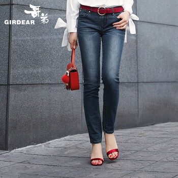 哥弟（GIRDEAR） 自然腰 鉛筆褲/小腳褲 女 長(zhǎng)褲 牛仔褲