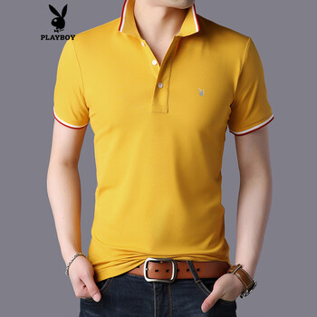 花花公子（PLAYBOY） 短袖 男士T恤 黃色 XL，L，M，XXL，XXXL