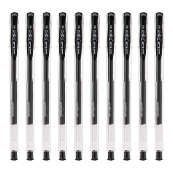日本三菱（Uni）UM-100学生用中性笔签字笔黑色(替芯UMR-5)0.5mm10支装原装进口
