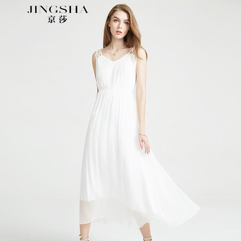 京莎（jingsha） 純色 露肩 連衣裙