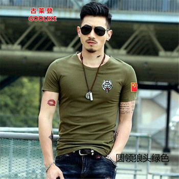 古萊登（GODLIKE） 短袖 男士T恤 狼頭綠色 XL，L，M，XXXL，XXL