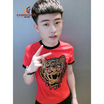 C2潮朝（C2 CHAO CHAO） 短袖 男士T恤 紅色 S，XL，L，M，XXL，XXXL