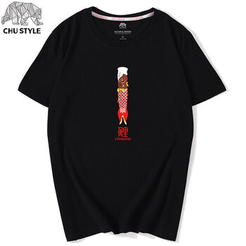 初己（CHUJI） 短袖 男士T恤 黑（紅鯉魚） XL，L，XXL，M
