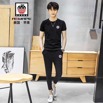 AEMAPE 短袖 男士T恤 黑色 S，XL，L，M，XXXL，XXL