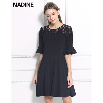 NADINE 純色 鏤空 連衣裙