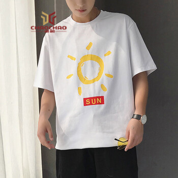 C2潮朝（C2 CHAOZHAO） 五分袖 男士T恤 89太陽花白色 S，XL，L，M，XXL