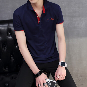 麥杰姆 短袖 男士T恤 深藍(lán)紅領(lǐng) XL，L，XXL，M，XXXL