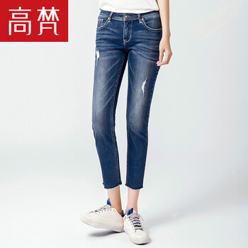 牛仔藍(lán)七分褲女