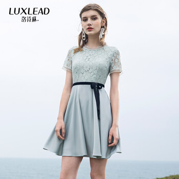 洛詩琳（LUXLEAD） 純色 拼接，撞色，蕾絲 連衣裙