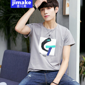 吉馬克（jimake） 短袖 男士T恤 灰色 XL，L，M，XXL，XXXL