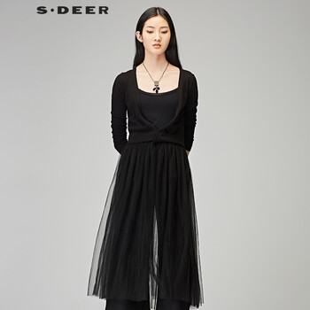 S.DEER 純色 拼接 連衣裙