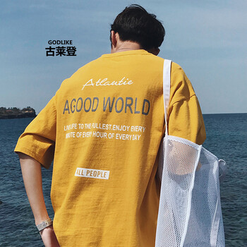 古萊登（GODLIKE） 五分袖 男士T恤 黃色 XL，L，XXL，M