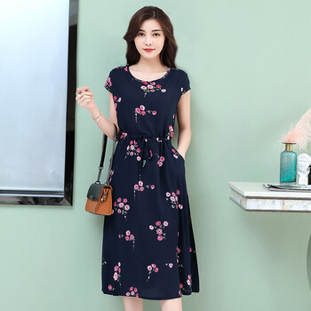 建正 大花，植物花卉，碎花 波點(diǎn)，綁帶，印花 連衣裙