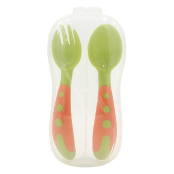 美国MDB儿童餐具宝宝叉勺套装便携婴儿辅食训练勺子叉子绿色