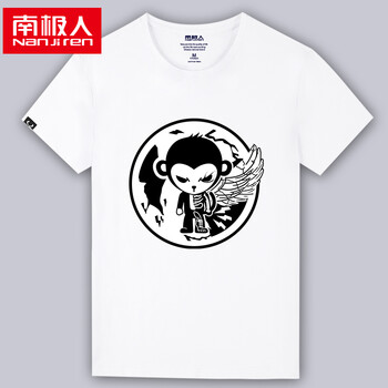 南極人（Nanjiren） 短袖 男士T恤 折翼猴/白色 