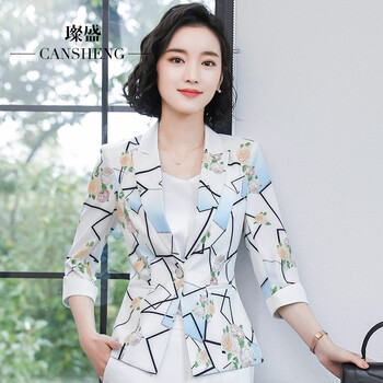 花色小西裝女短款
