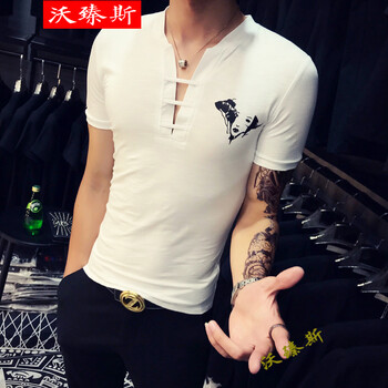 沃臻斯 短袖 男士T恤 頭像白色 XL，L，XXXL，M，XXL