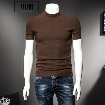 川朋 短袖 男士T恤 81821咖啡色 XL，L，XXL，M，加大，XXXL
