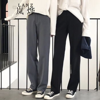 嵐燁 高腰 直筒褲 女 長褲 休閑褲