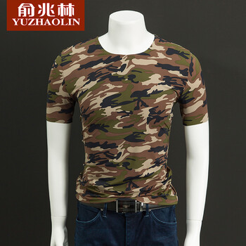 俞兆林（YUZHAOLIN） 短袖 男士T恤 迷彩軍綠  T恤折邊801 XL，L，XXXL，XXL