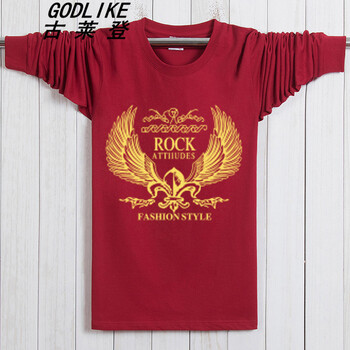 古萊登（GODLIKE） 長袖 男士T恤 金翅酒紅 XL，L，XXL，XXXL