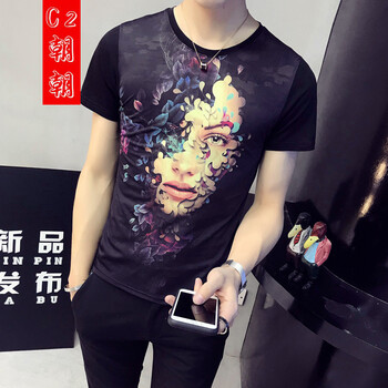 C2潮朝(C2 chao chao) 短袖 男士T恤 T128 XL，L，XXL，XXXL，M