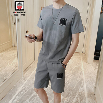 AEMAPE 五分袖 男士T恤 灰色 XL，L，XXL，M，XXXL