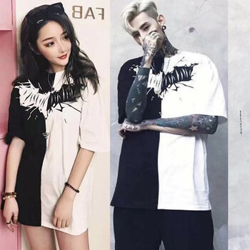 快樂(lè)嘉人 五分袖 男士T恤 閃電拼接 S，XL，L，XXL，M