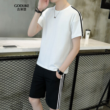 古萊登（GODLIKE） 短袖 男士T恤 上白下黑 XL，L，XXXL，M，XXL