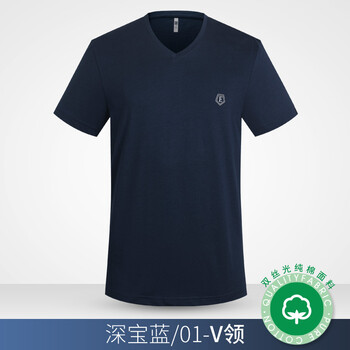 愛(ài)登堡（edenbo） 短袖 男士T恤 深藍(lán)色V領(lǐng) 