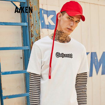 愛肯（Aiken） 長袖 男士T恤 本白 S，XL，L，M，XXL