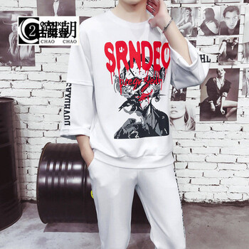 古萊登（GODLIKE） 七分袖 男士T恤 白色A418D372 XL，L，M，XXXL，XXL