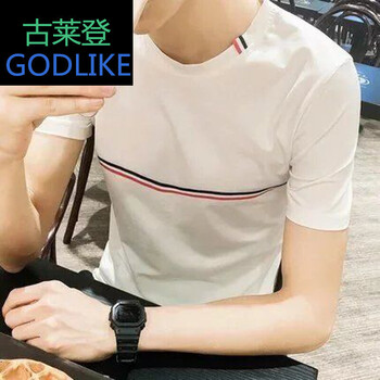 古萊登（GODLIKE） 短袖 男士T恤 橫條白 