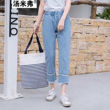 湯米弗 高腰 闊腳褲 女 九分褲 牛仔褲