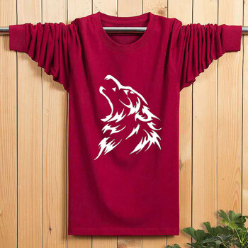 西牧子 長(cháng)袖 男士T恤 酒紅色 L