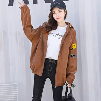 連帽外套卡其色女