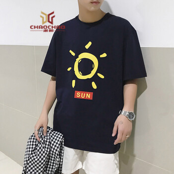 C2潮朝（C2 CHAOZHAO） 五分袖 男士T恤 89太陽花藏青色 S，XL，L，M，XXL