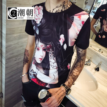 C2潮朝（C2 CHAO CHAO） 短袖 男士T恤 黑色 S，XL，L，XXXL，M，XXL